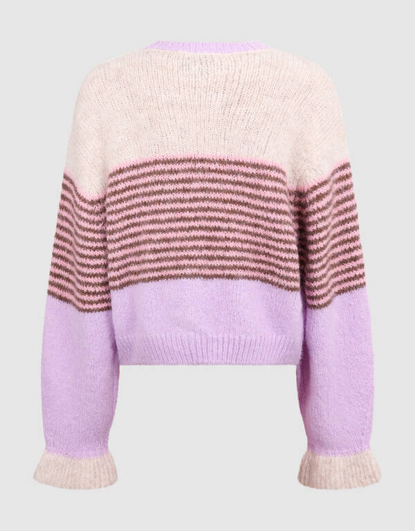 Fluffy Gestreept Vest Gebroken Wit/Paars SHOEBY GIRLS