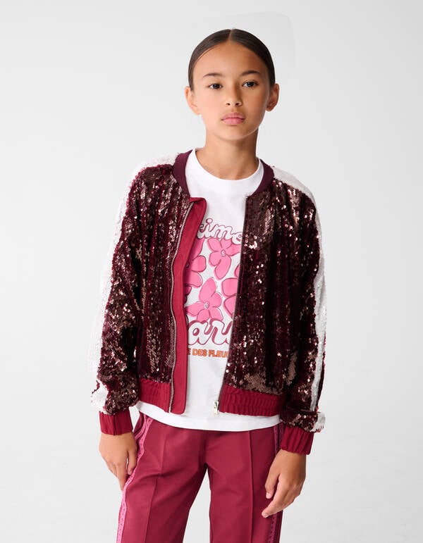 Pailletten Bomber Donkerrood SHOEBY GIRLS