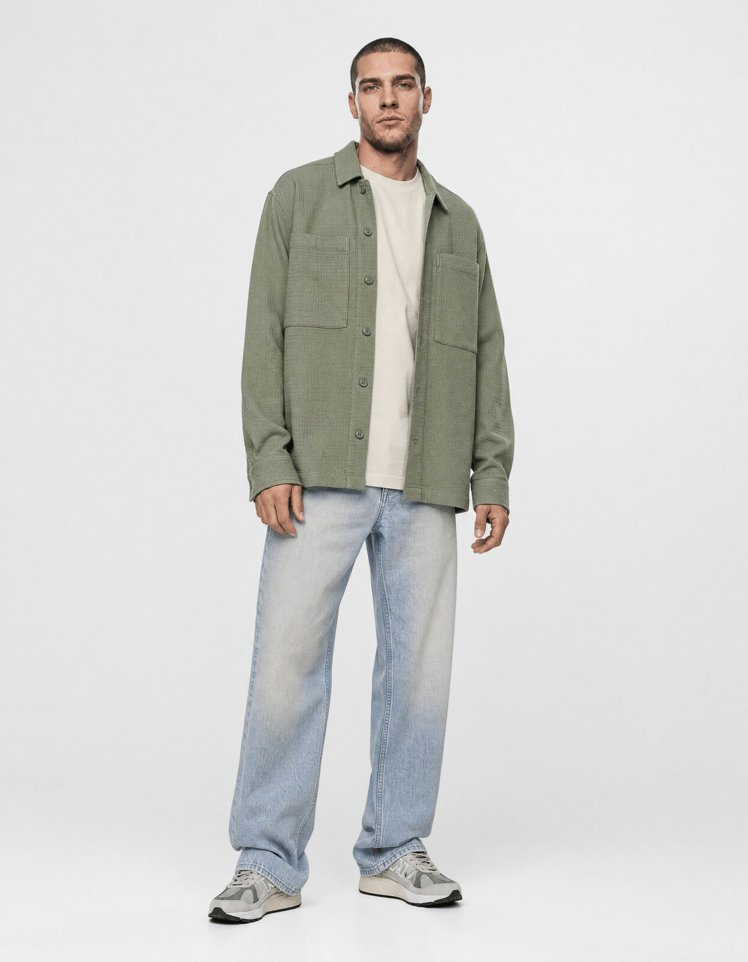 Block Jaqcuard Overshirt Groen SHOEBY MEN
