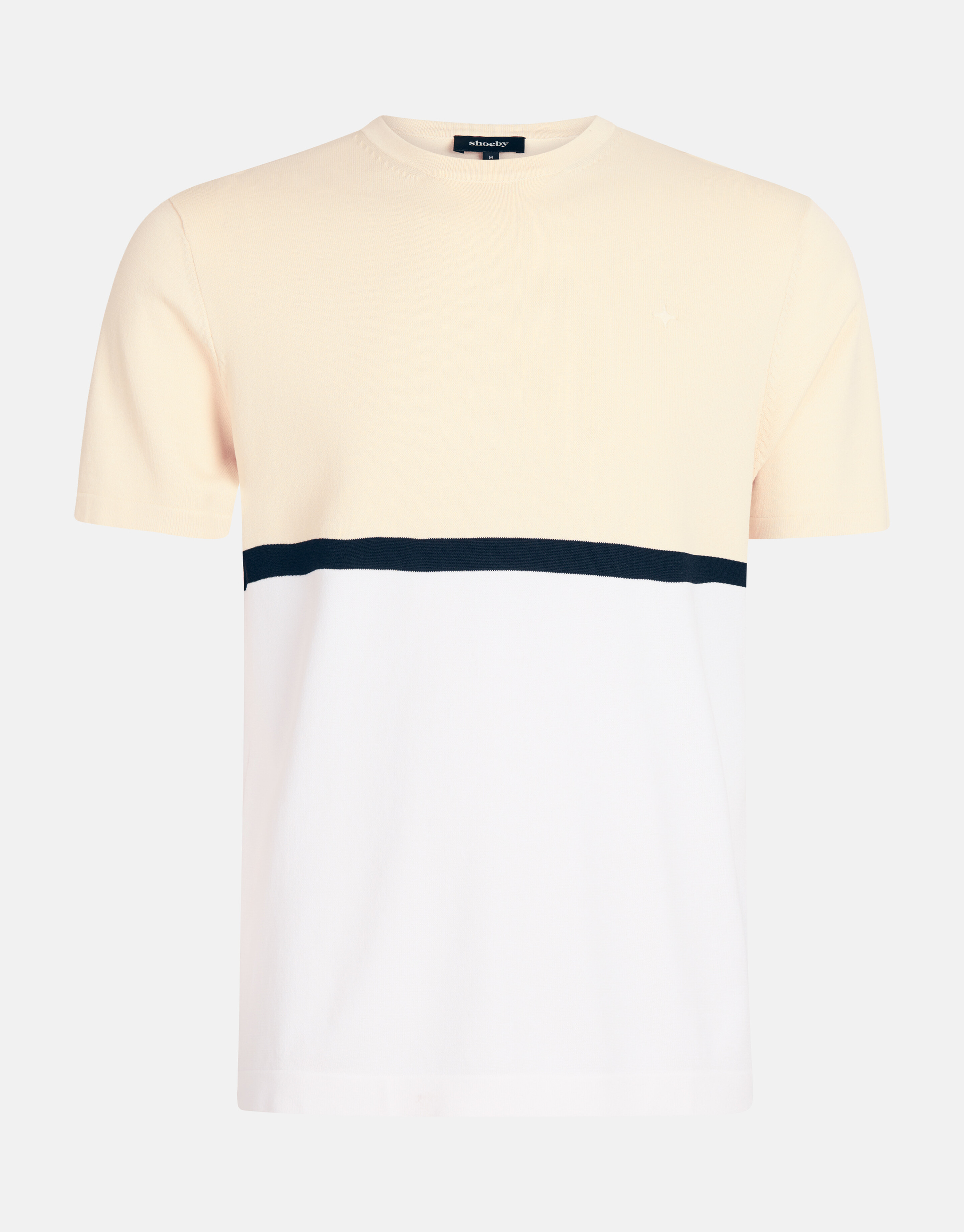 Gebreid Colorblock T-shirt Wit SHOEBY MEN
