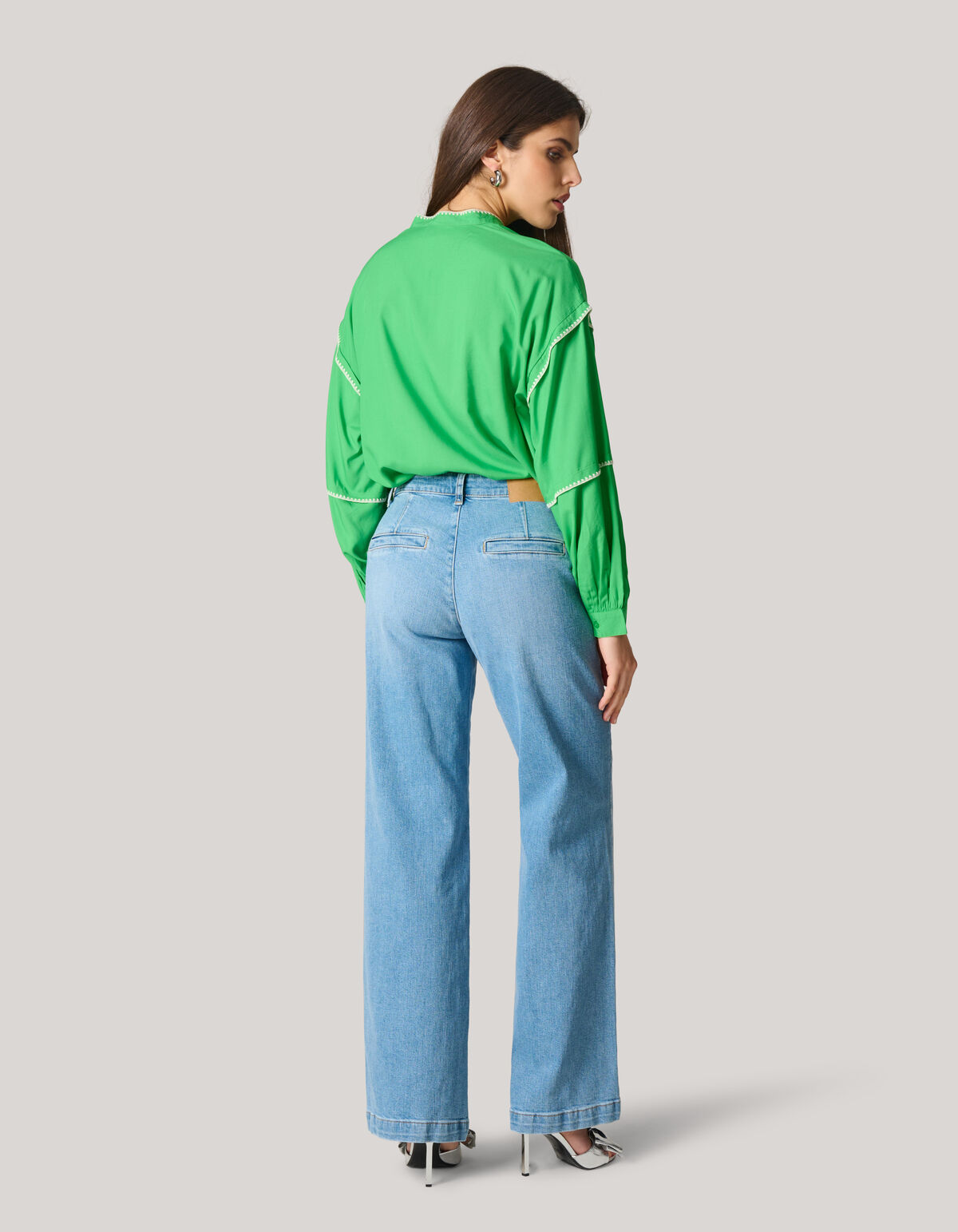 Embroidery Blouse Groen SHOEBY WOMEN