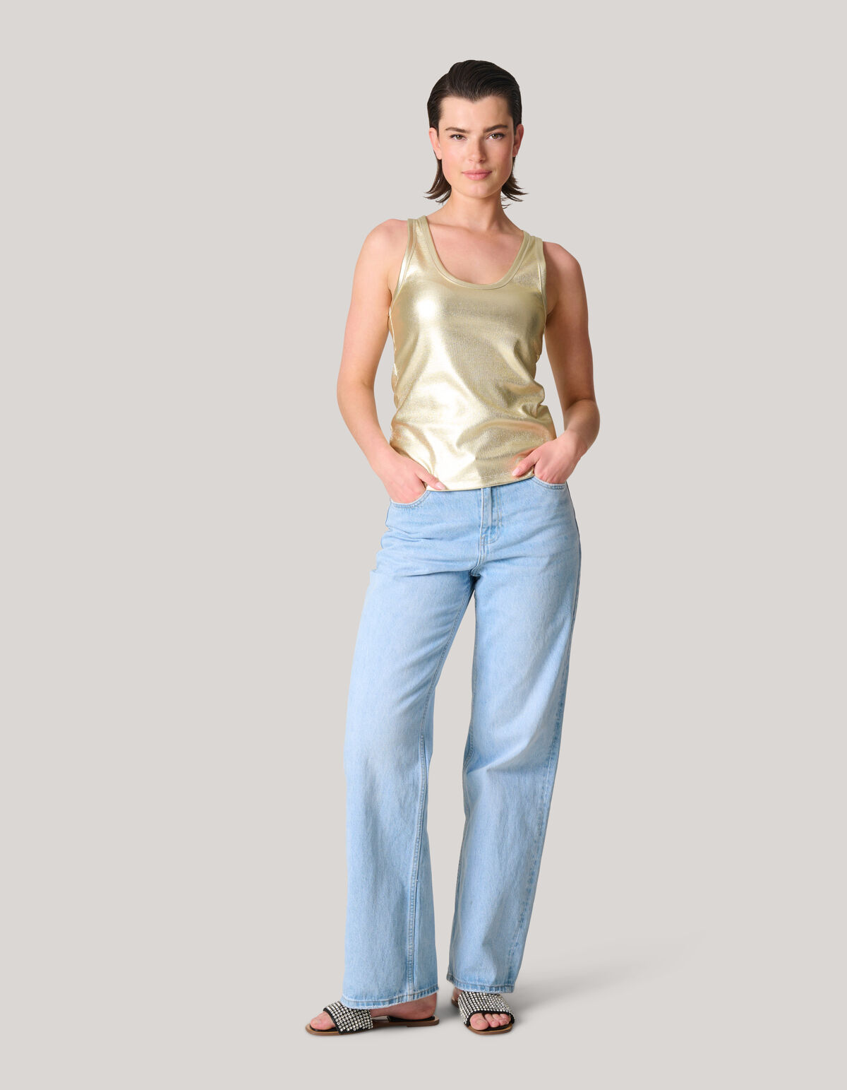 Metallic Rib Top Goud SHOEBY WOMEN