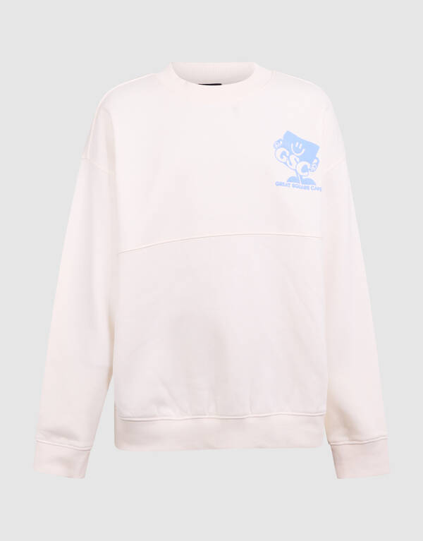Caf&eacute; Artwork Sweater Gebroken Wit SHOEBY BOYS