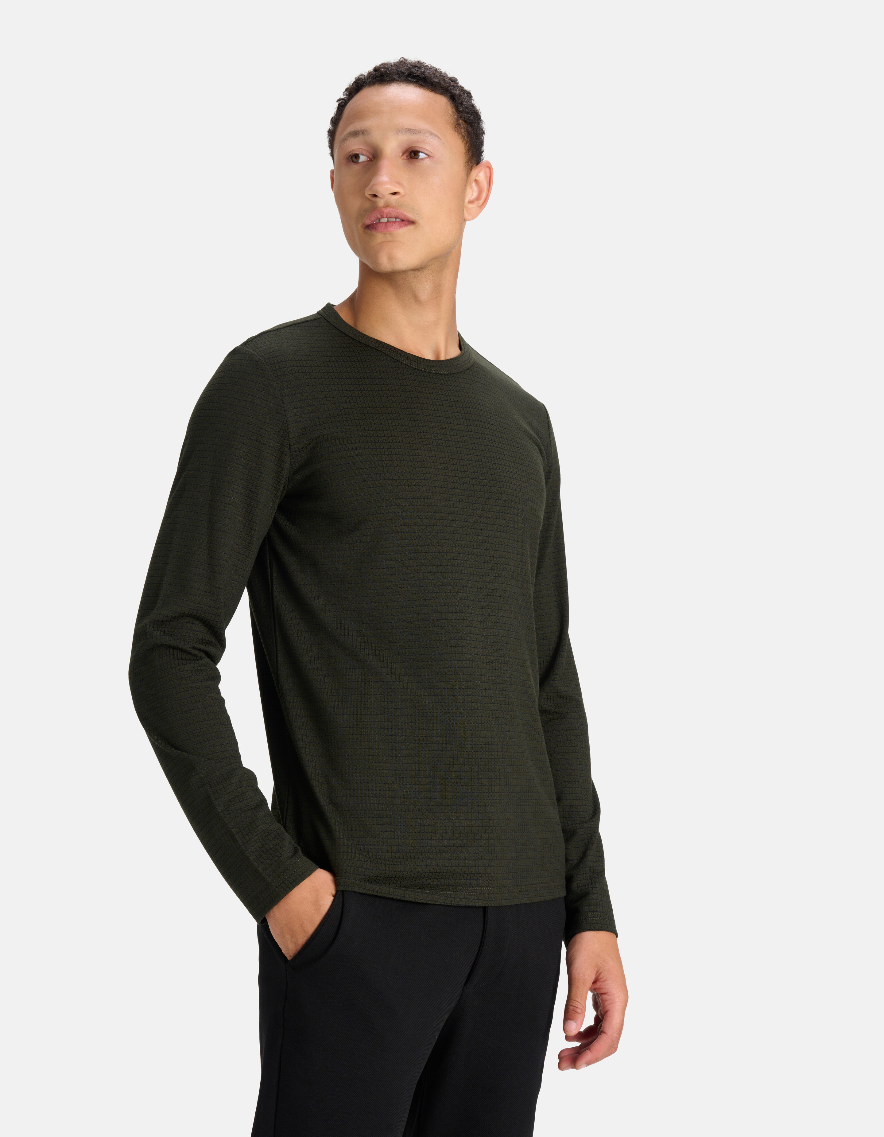 Contrast Lange Mouwen T-shirt Donkergroen SHOEBY MEN