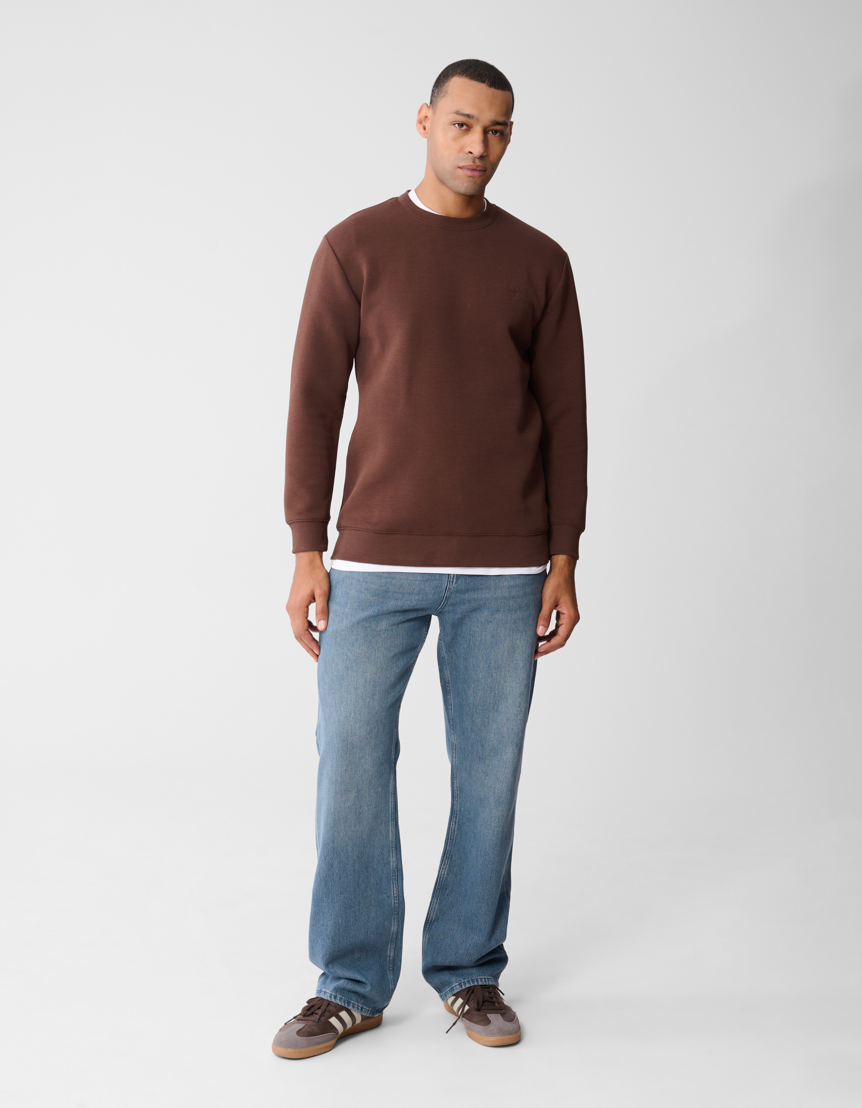 Spark Embroidery Sweater Donkerbruin SHOEBY MEN
