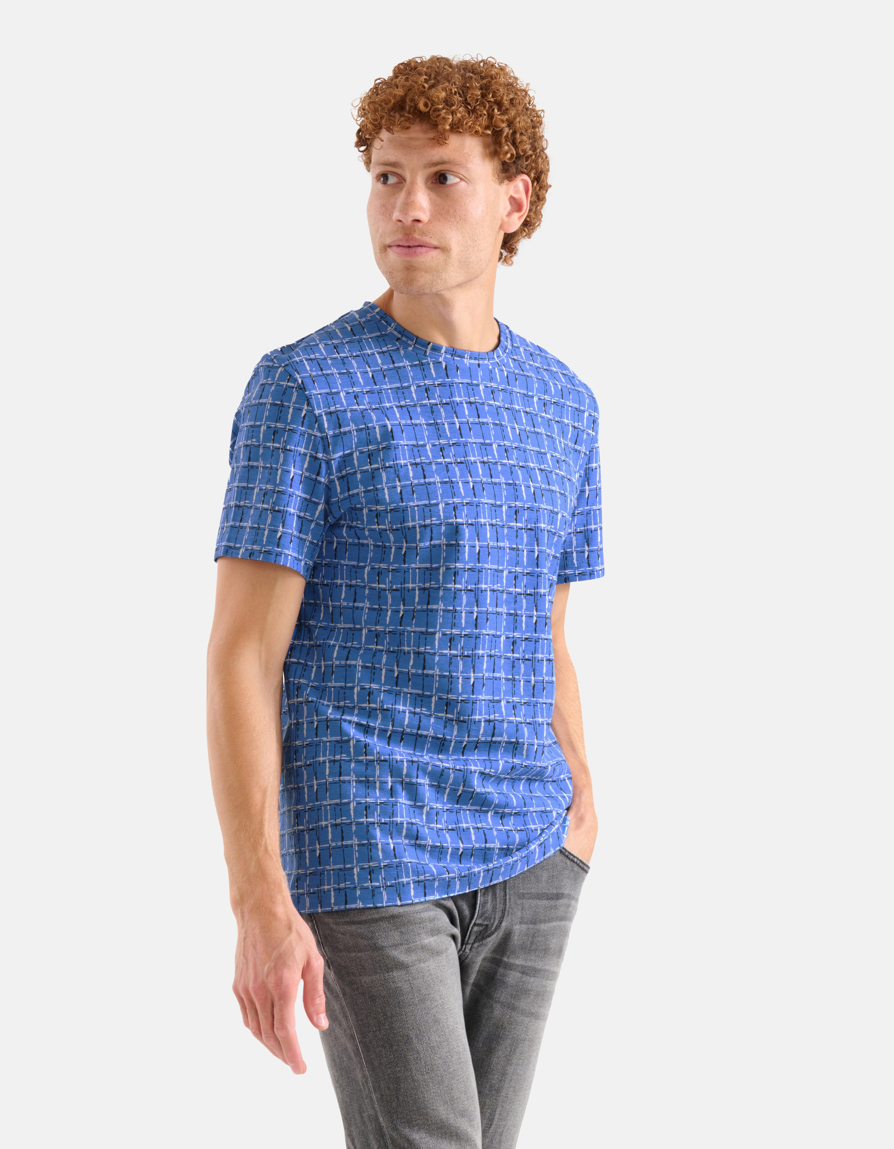 Printed T-shirt Blauw SHOEBY MEN