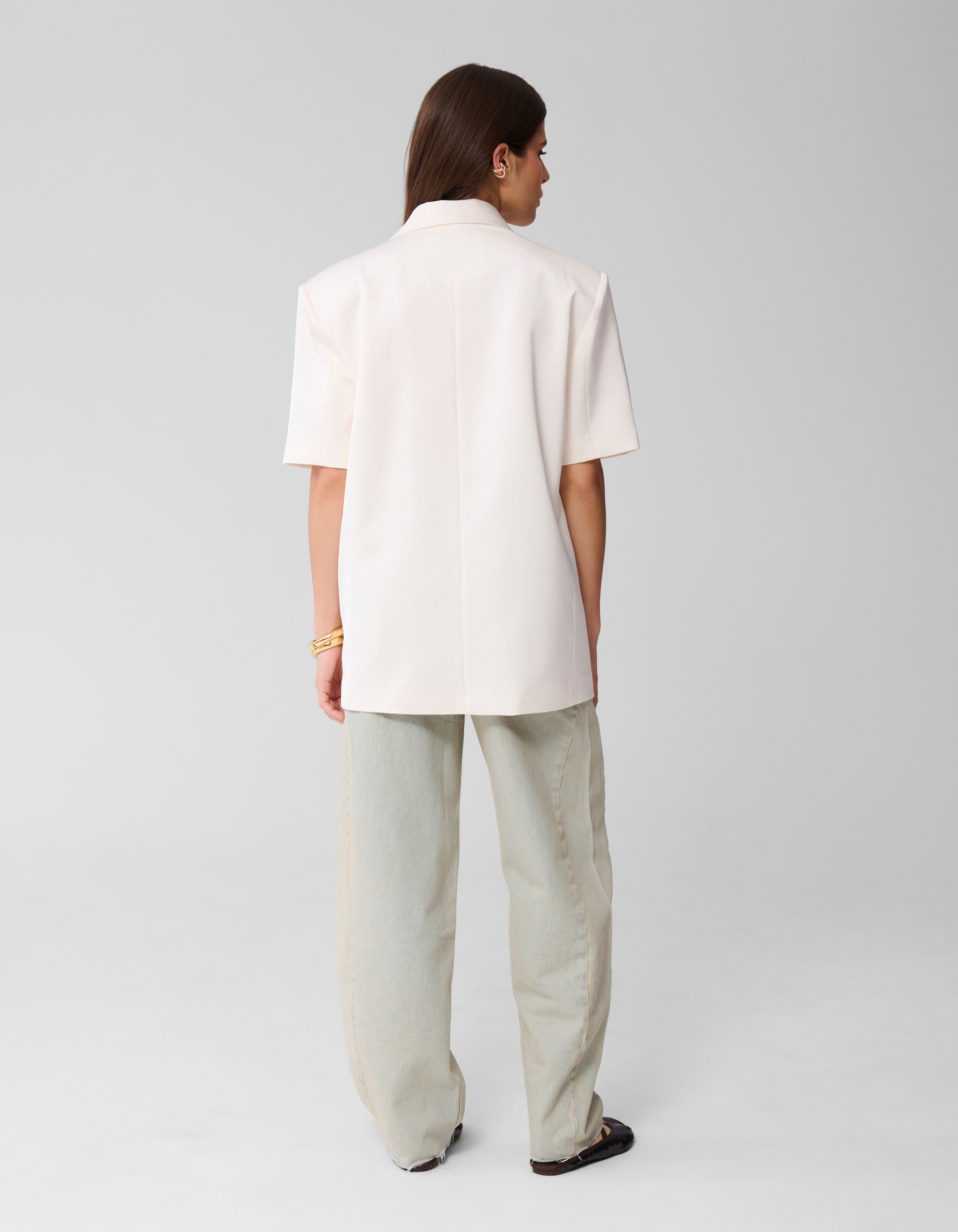 Short Sleeve Blazer Gebroken Wit SHOEBY WOMEN