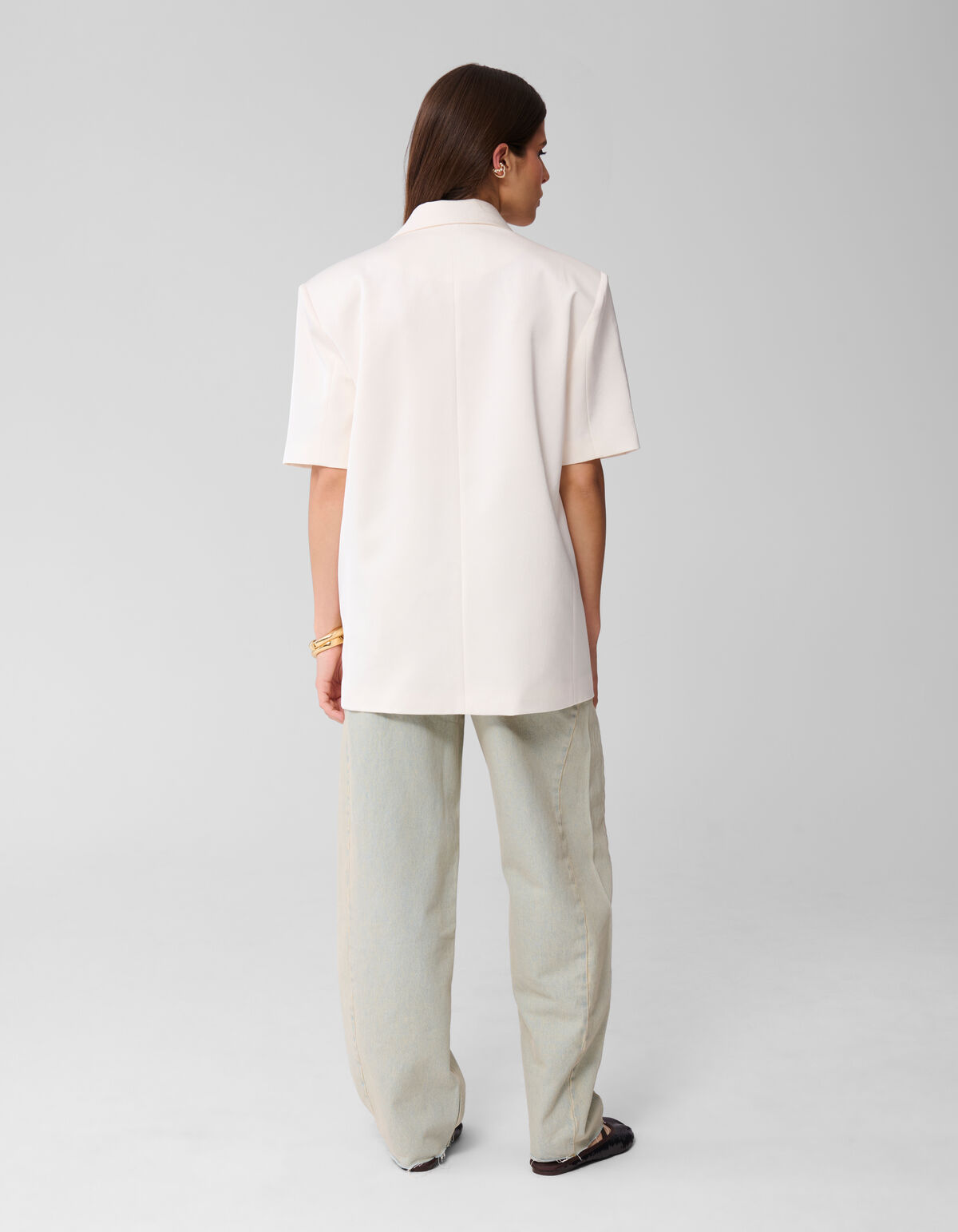 Short Sleeve Blazer Gebroken Wit SHOEBY WOMEN