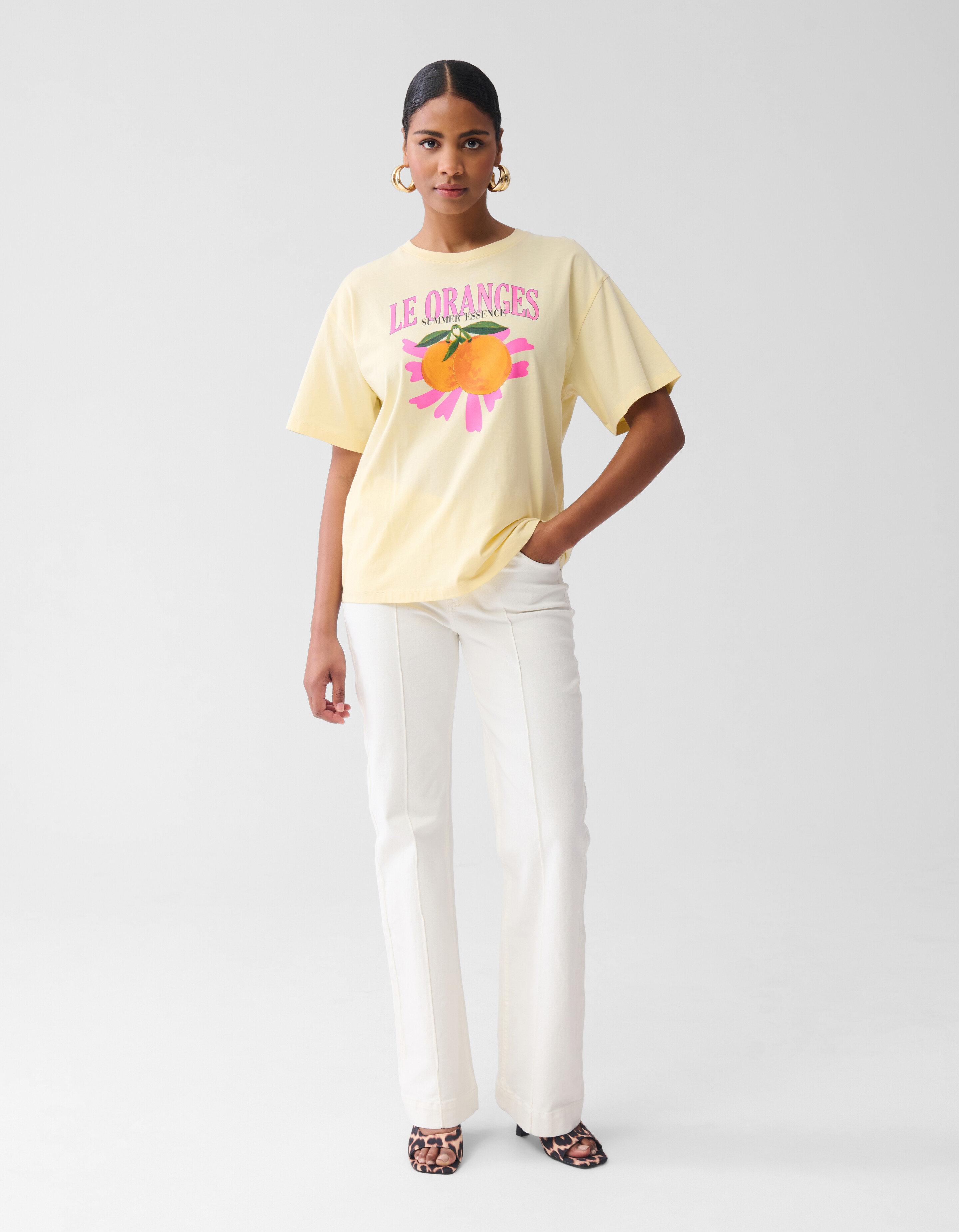 Orange Artwork T-shirt Geel SHOEBY WOMEN