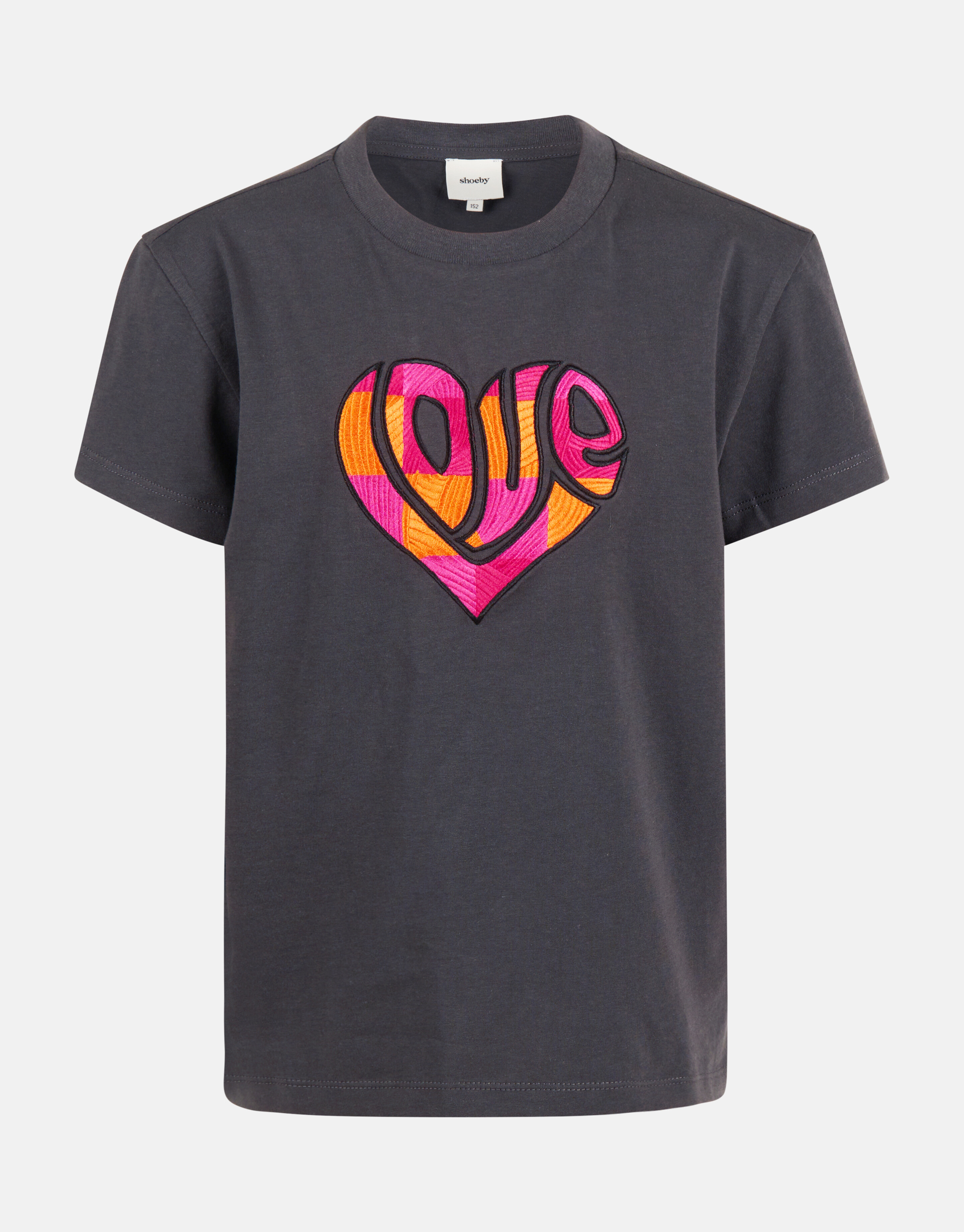 Embroidery T-shirt Donkergrijs SHOEBY GIRLS