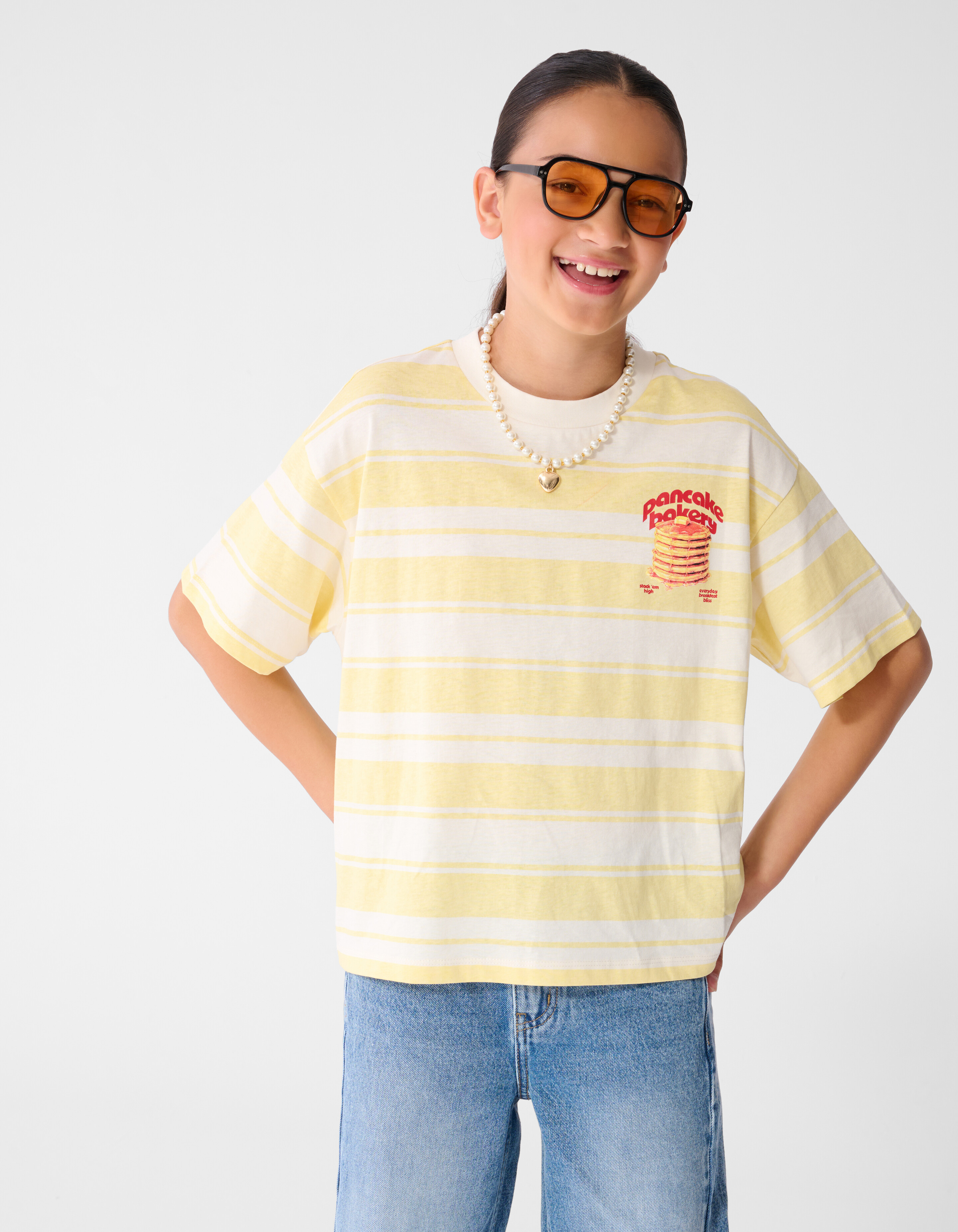 Pancake Bakery Artwork T-shirt Lichtgeel SHOEBY GIRLS