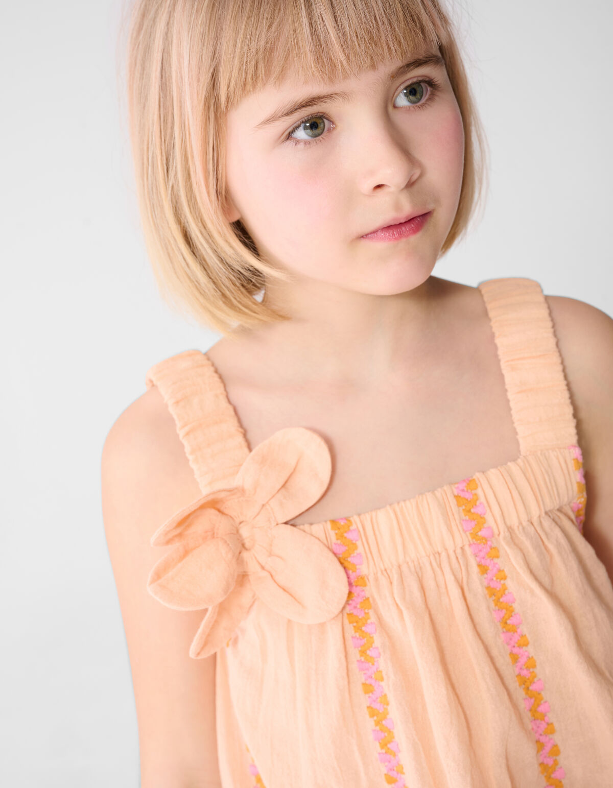 Flower Embroidery Mini Jurk Lichtoranje SHOEBY GIRLS