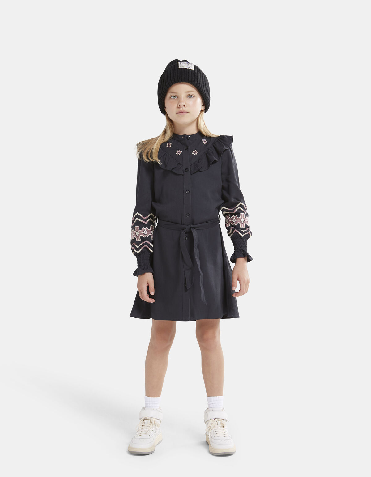 Embroidery Jurk Donkergrijs SHOEBY GIRLS