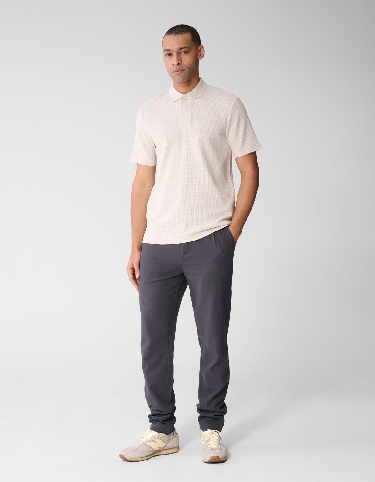 Waffle Polo Lichtgrijs SHOEBY MEN