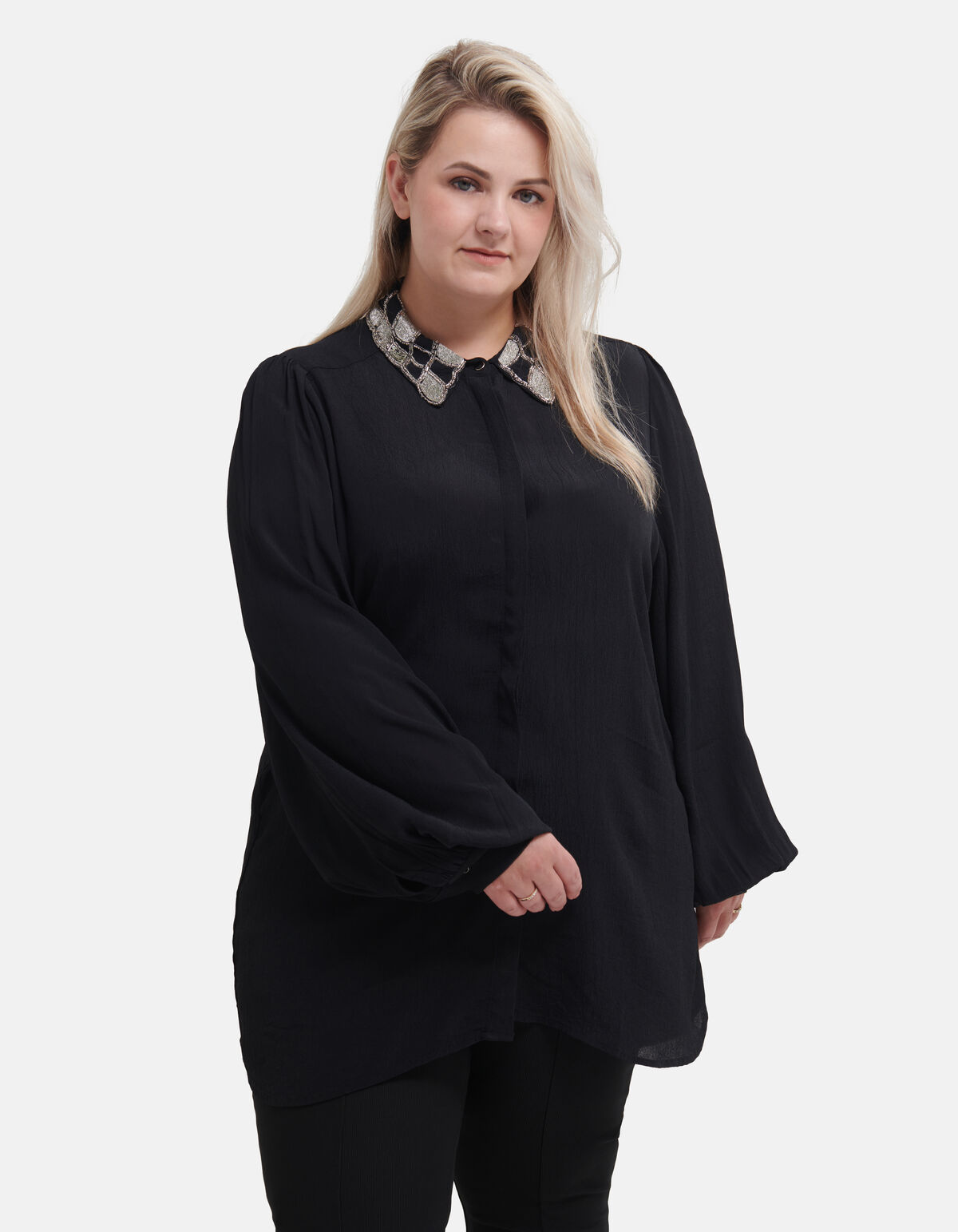 Collar Blouse Zwart By Fred SHOEBY WOMEN
