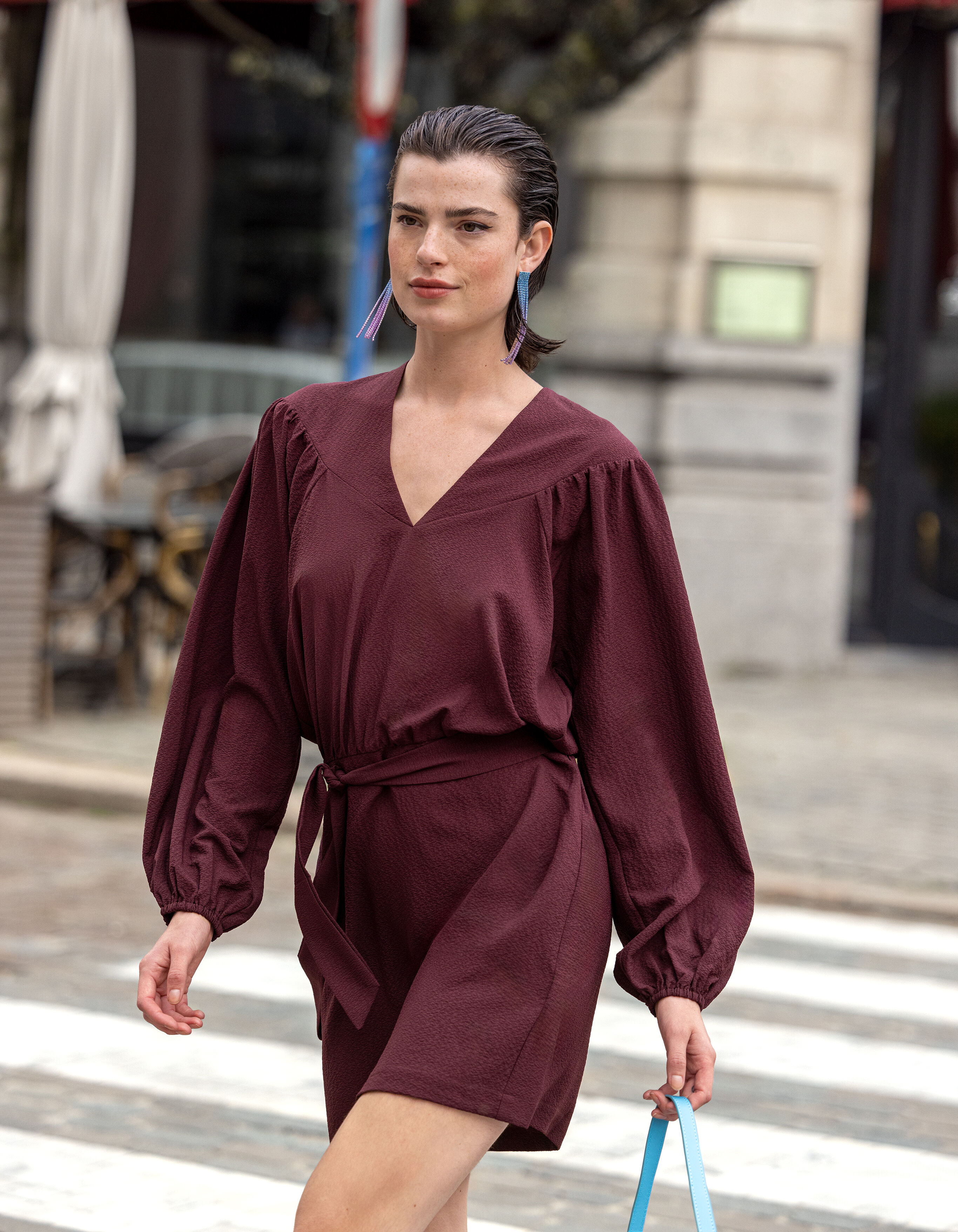 Structuur Jurk Bordeaux Shoeby