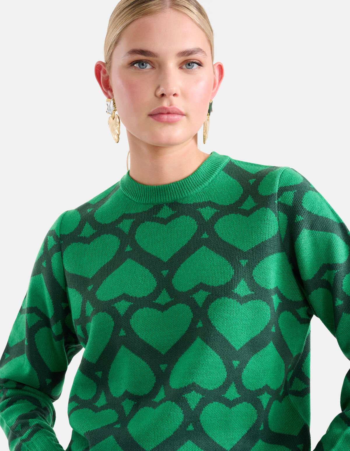 Printed Jacquard Trui Groen SHOEBY WOMEN