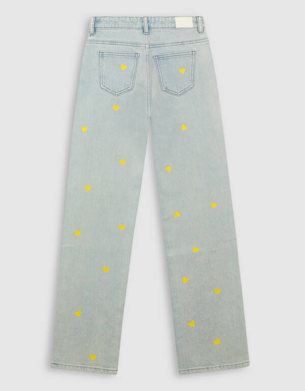 Strass Heart Wide Leg Jeans Bleached SHOEBY GIRLS