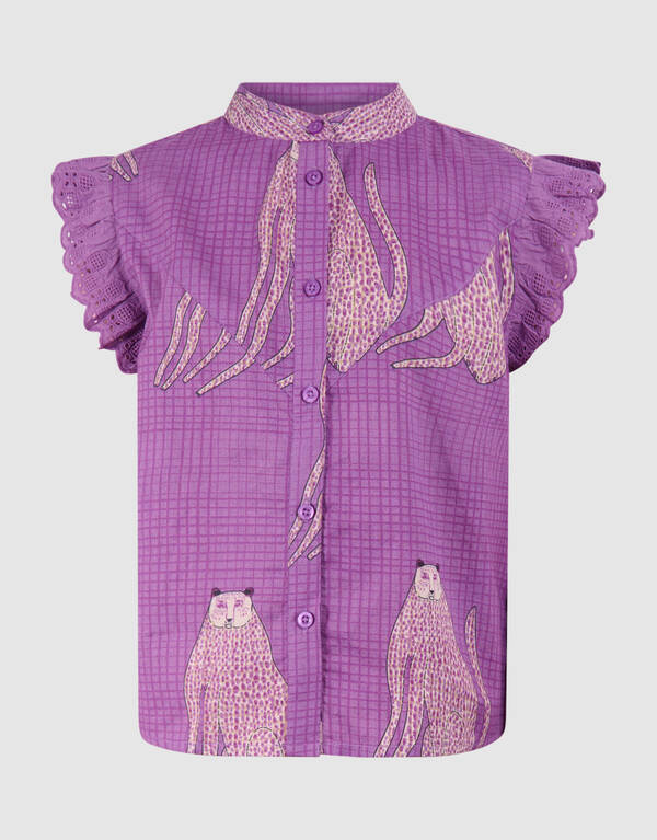 Tiger Ruffle Top Paars SHOEBY GIRLS