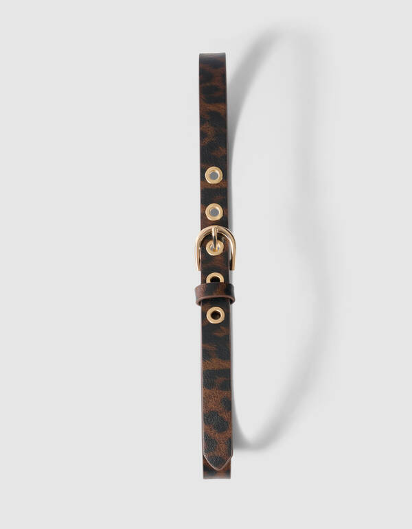 Leopard Print Riem Bruin SHOEBY ACCESSOIRES