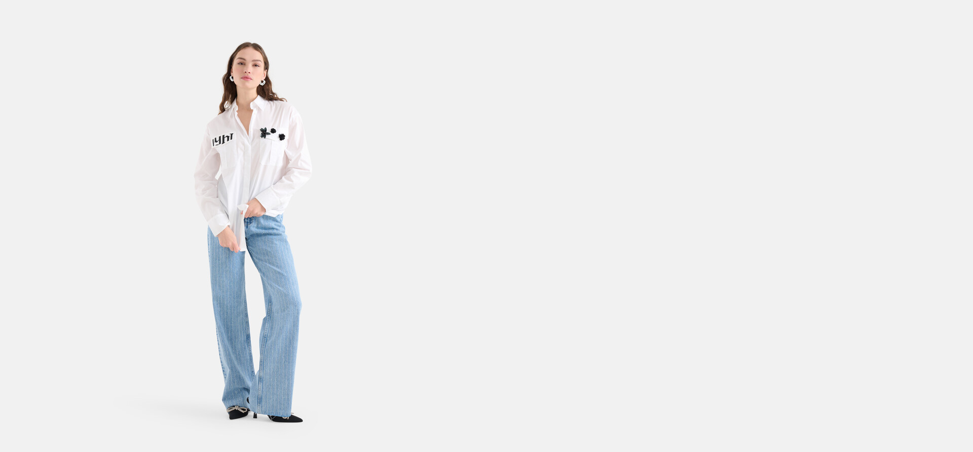 Strass Wide Leg Jeans Mediumstone L33 SHOEBY WOMEN