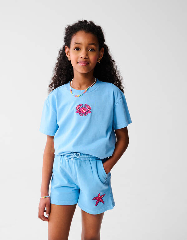 Crab Artwork T-shirt Blauw SHOEBY GIRLS