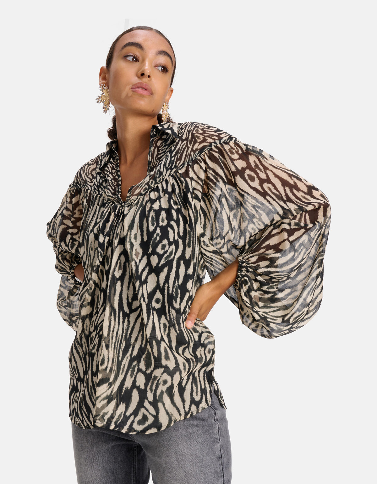 Leopard Print Blouse Zwart SHOEBY WOMEN