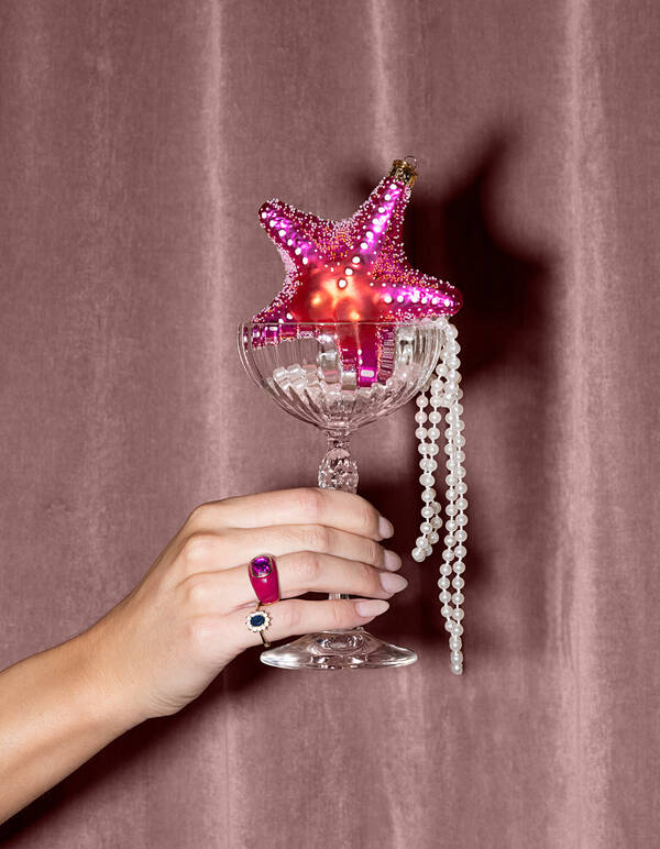 Zeester Kerstbal Roze By Fred SHOEBY ACCESSOIRES