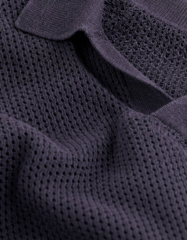 Longsleeve Knit Polo Donkerpaars SHOEBY MEN