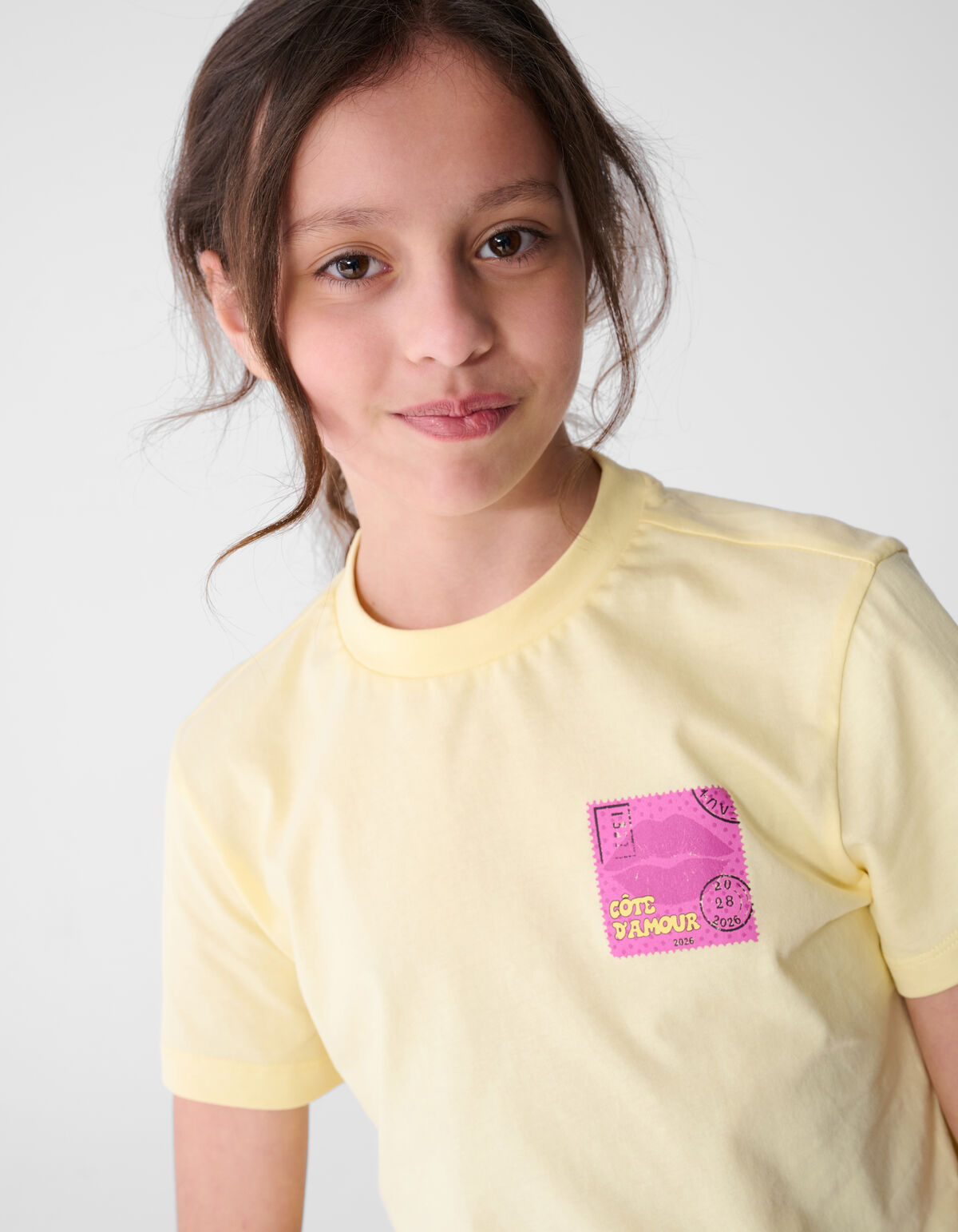 Poststamp Artwork T-shirt Lichtgeel SHOEBY GIRLS