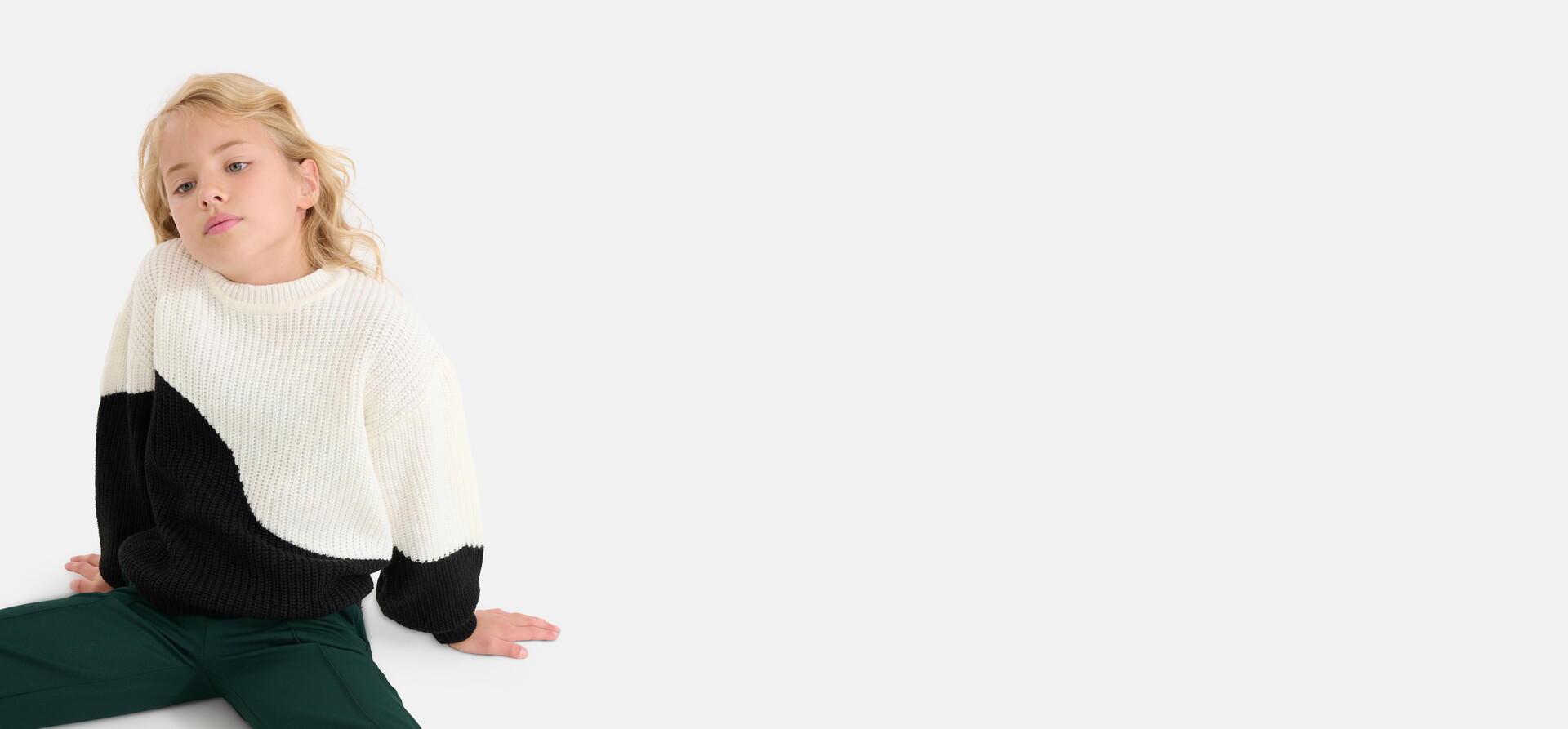 Colorblock Trui Zwart/Wit SHOEBY GIRLS