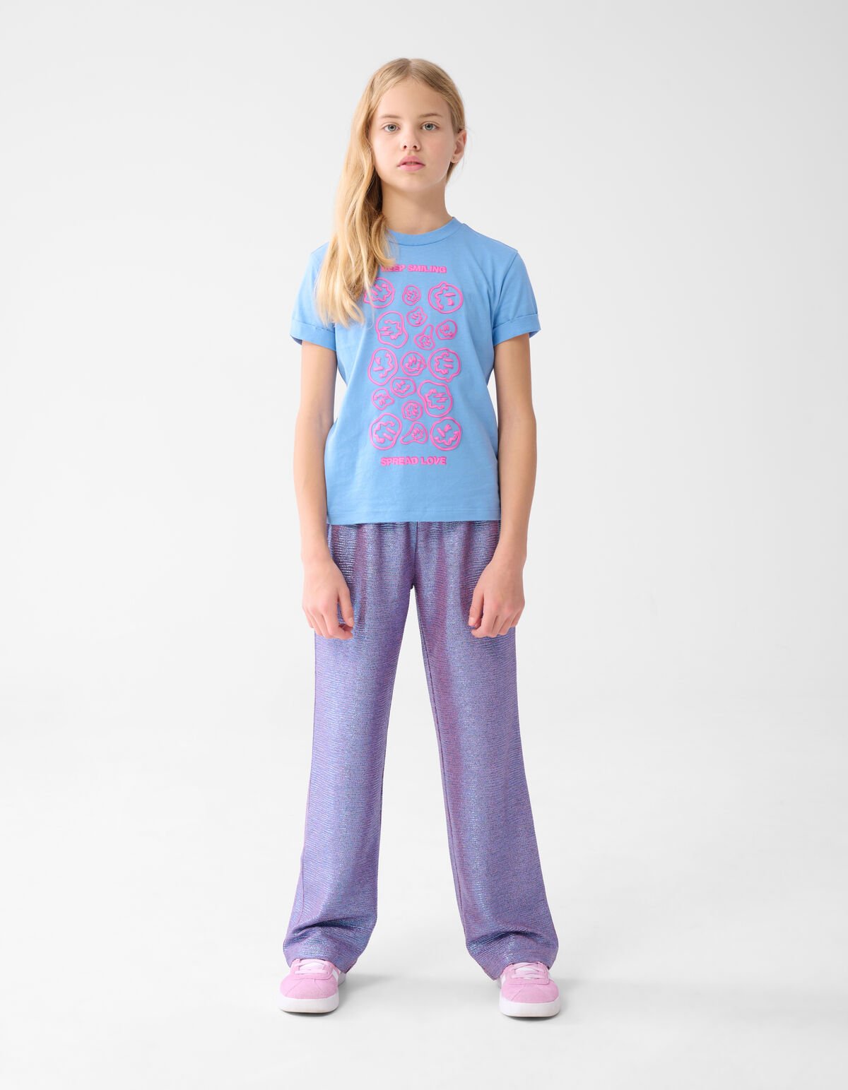 Metallic Wide Leg Broek Paars SHOEBY GIRLS