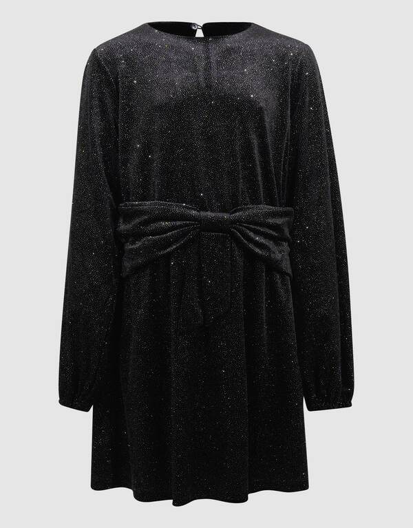 Velvet Strik Mini Jurk Zwart SHOEBY GIRLS