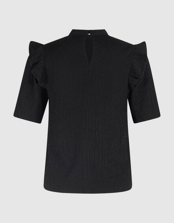 Crinkle Ruffle Top Zwart SHOEBY WOMEN