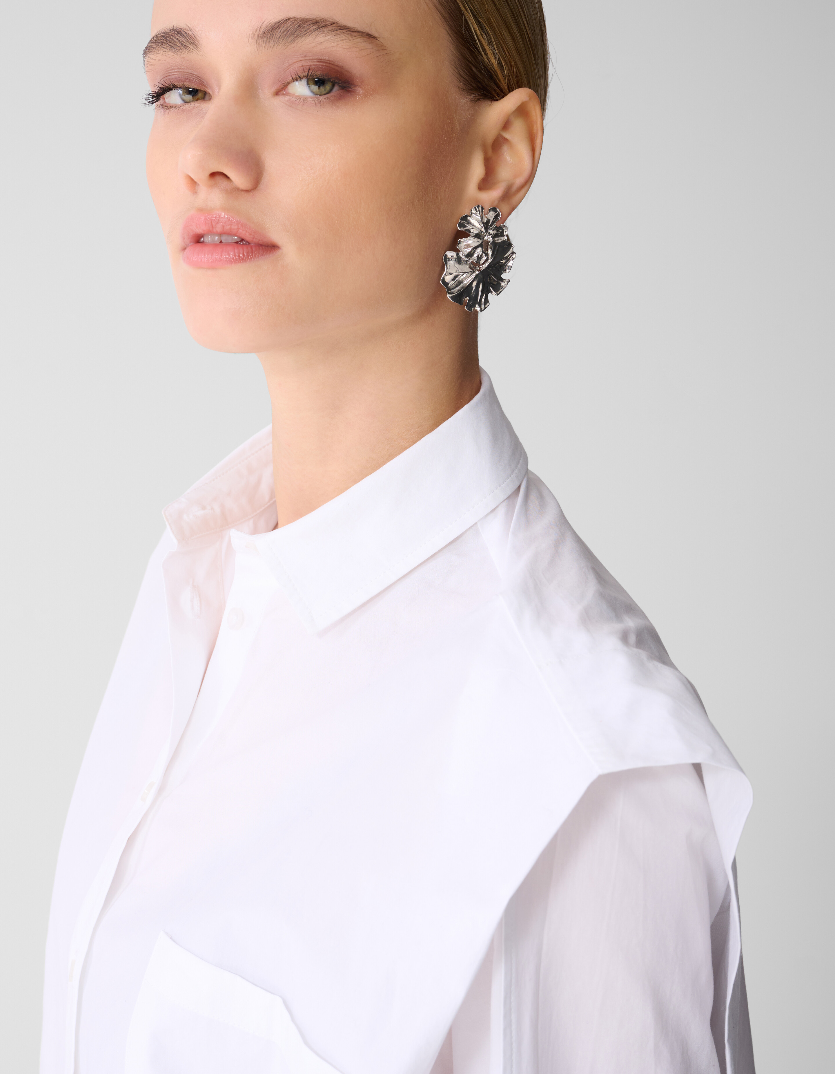 Pleat Poplin Blouse Wit SHOEBY WOMEN