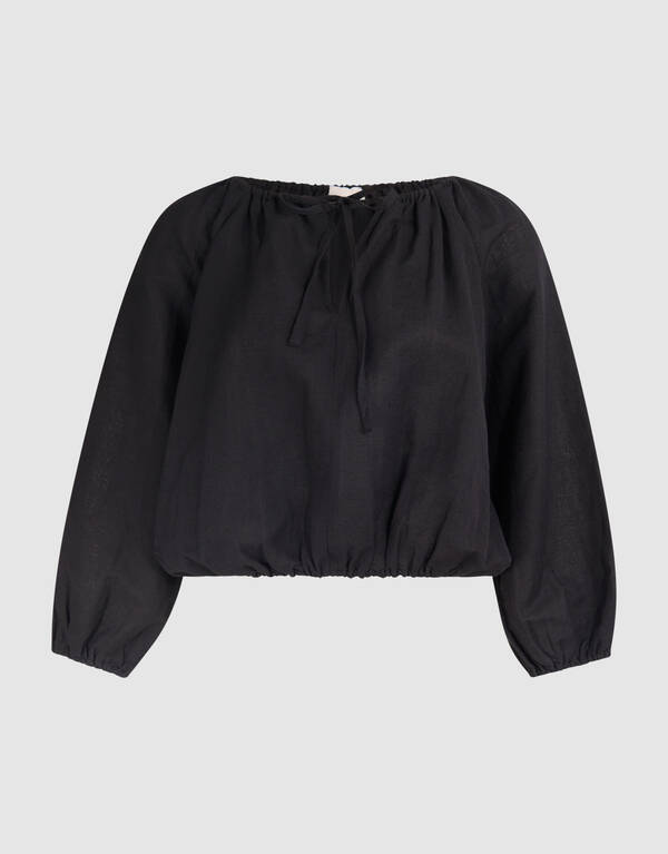 Linnen Blouse Zwart By Mieke SHOEBY WOMEN