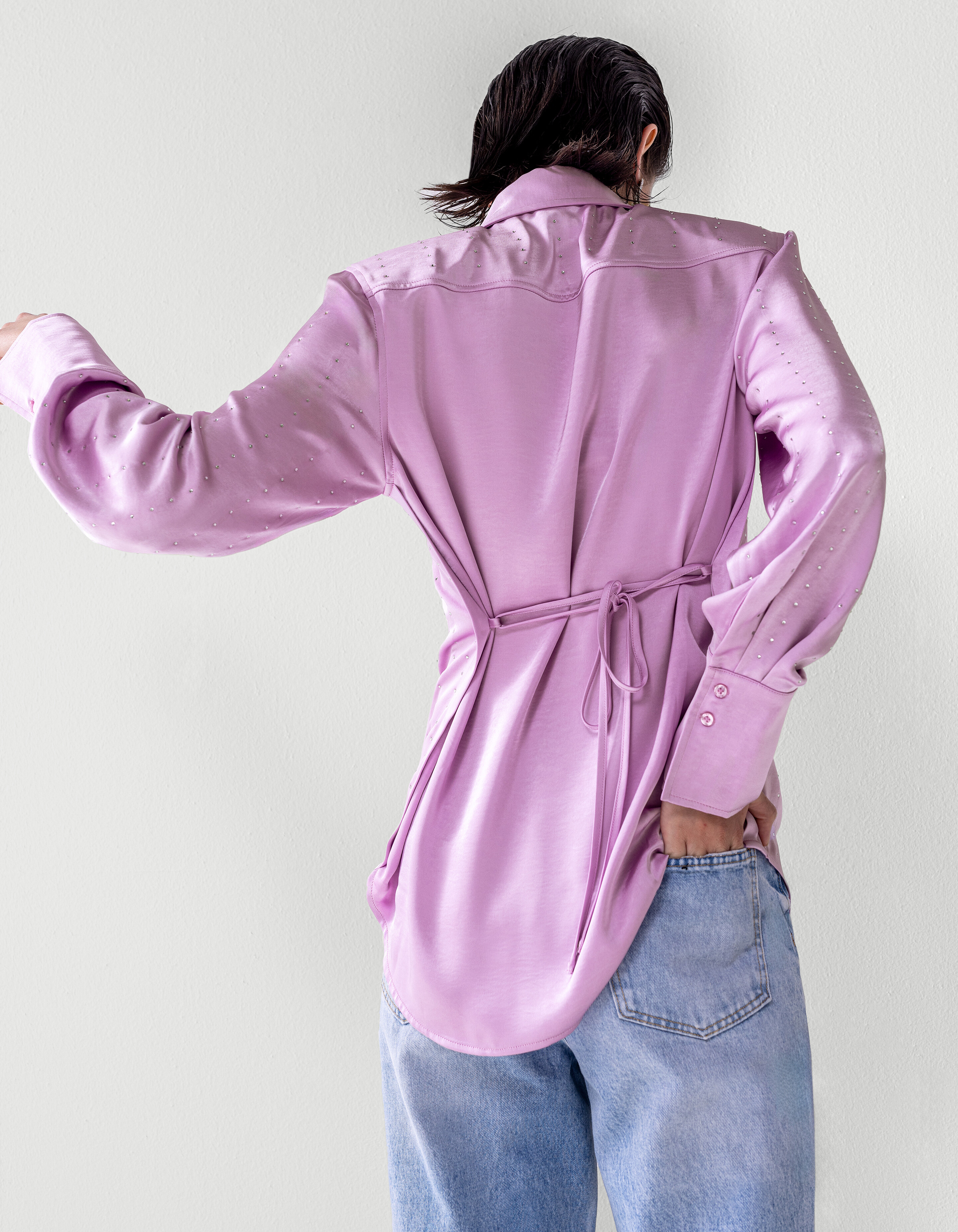Satijnen Strass Blouse Lichtroze SHOEBY WOMEN