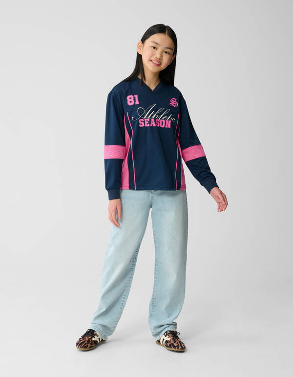 Baseball Mix Longleeve Top Donkerblauw SHOEBY GIRLS