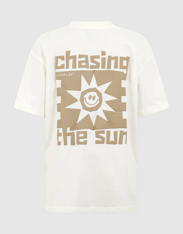 Chasing Artwork T-shirt Gebroken Wit SHOEBY BOYS