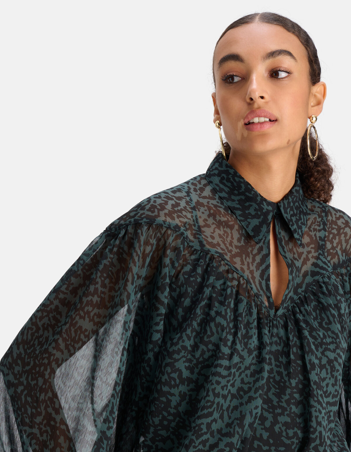 Chiffon Blouse Donkergroen SHOEBY WOMEN