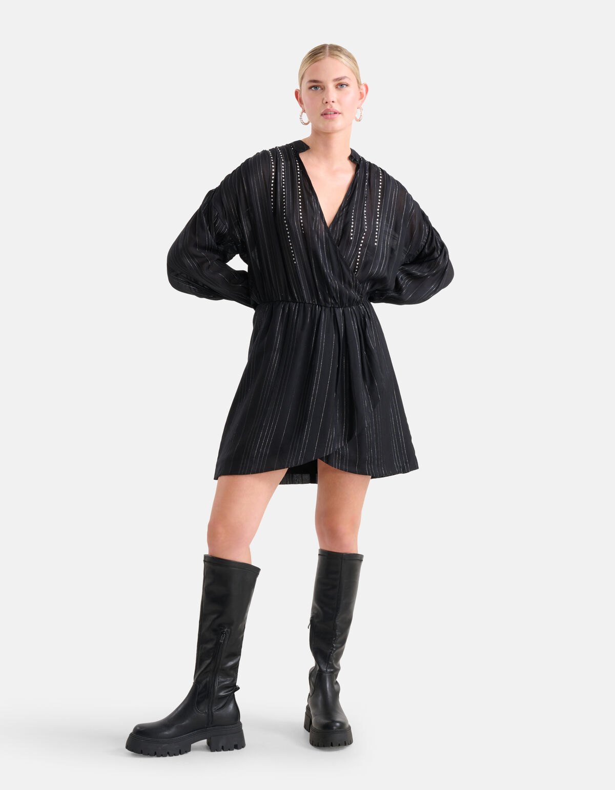 Studs Lurex Jurk Zwart SHOEBY WOMEN