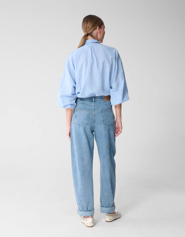 Pleated Embroidery Blouse Lichtblauw By Mieke SHOEBY WOMEN