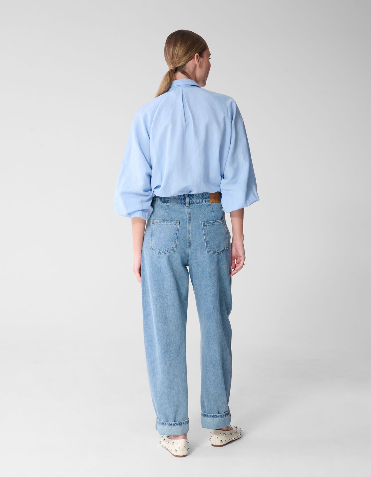 Pleated Embroidery Blouse Lichtblauw By Mieke SHOEBY WOMEN