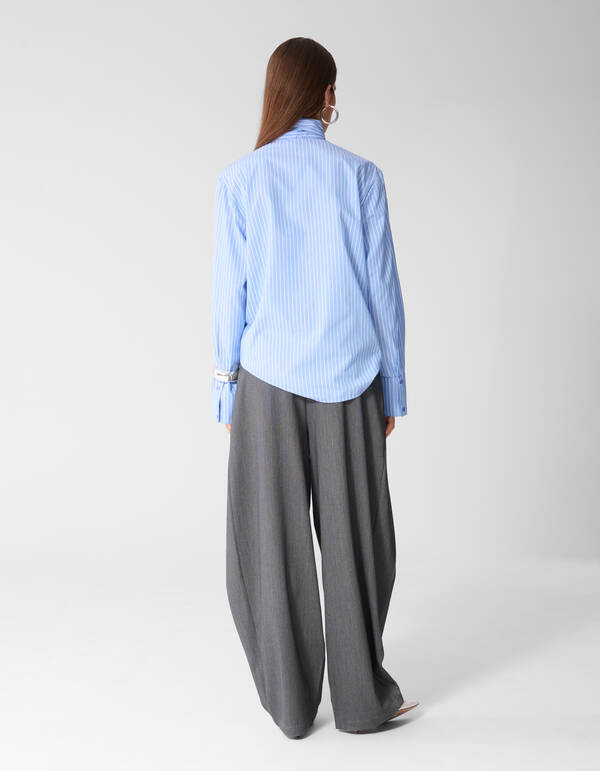Pleated Flap Wide Leg Broek Grijs SHOEBY WOMEN