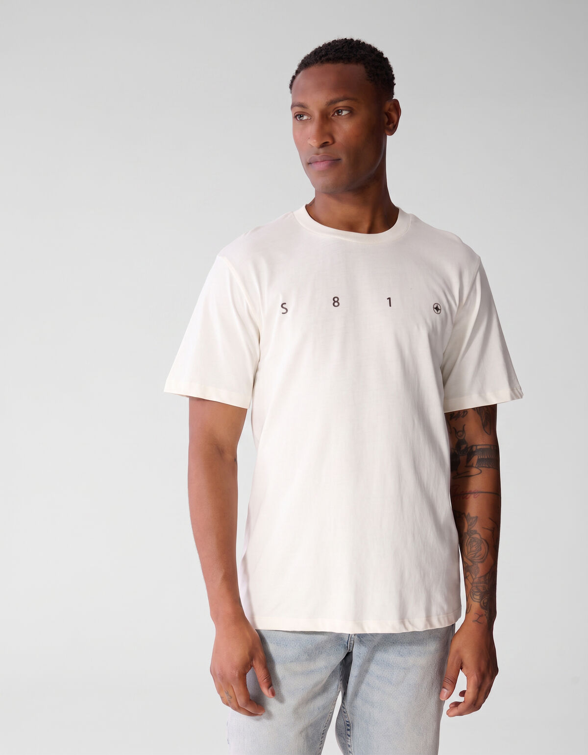 Minimal Artwork T-shirt Gebroken Wit SHOEBY MEN