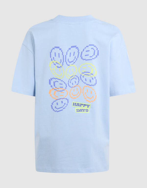 Smiley Artwork T-shirt Lichtblauw SHOEBY BOYS