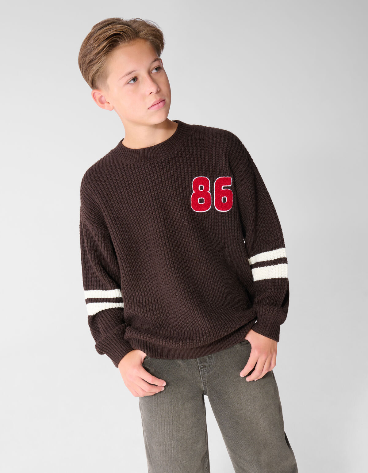 Varsity Gebreide Trui Donkerbruin SHOEBY BOYS