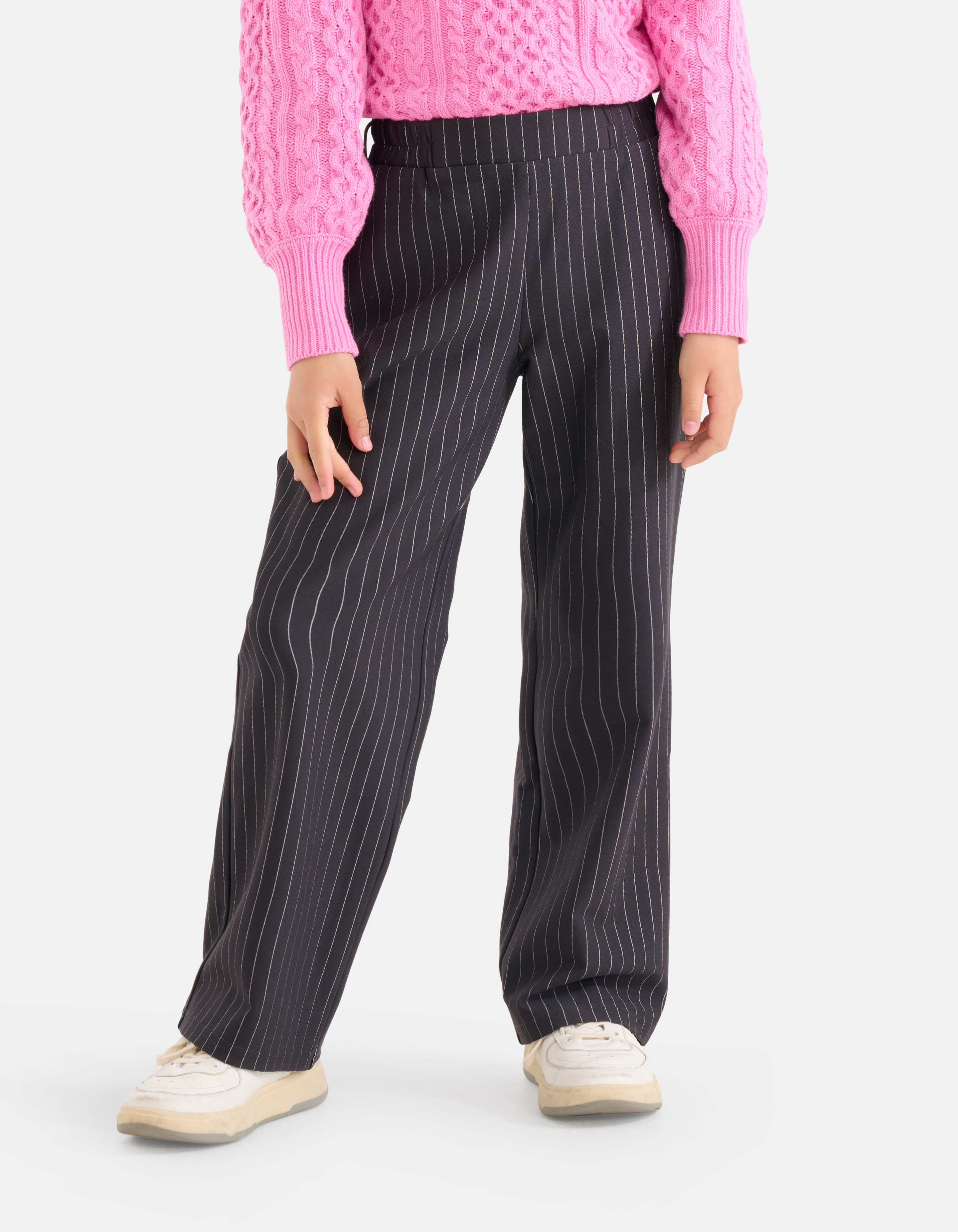 Pinstripe Wide Leg Broek Donkergrijs SHOEBY GIRLS