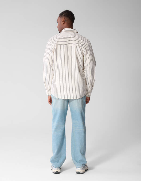 Seersucker Pinstripe Overhemd Gebroken Wit SHOEBY MEN