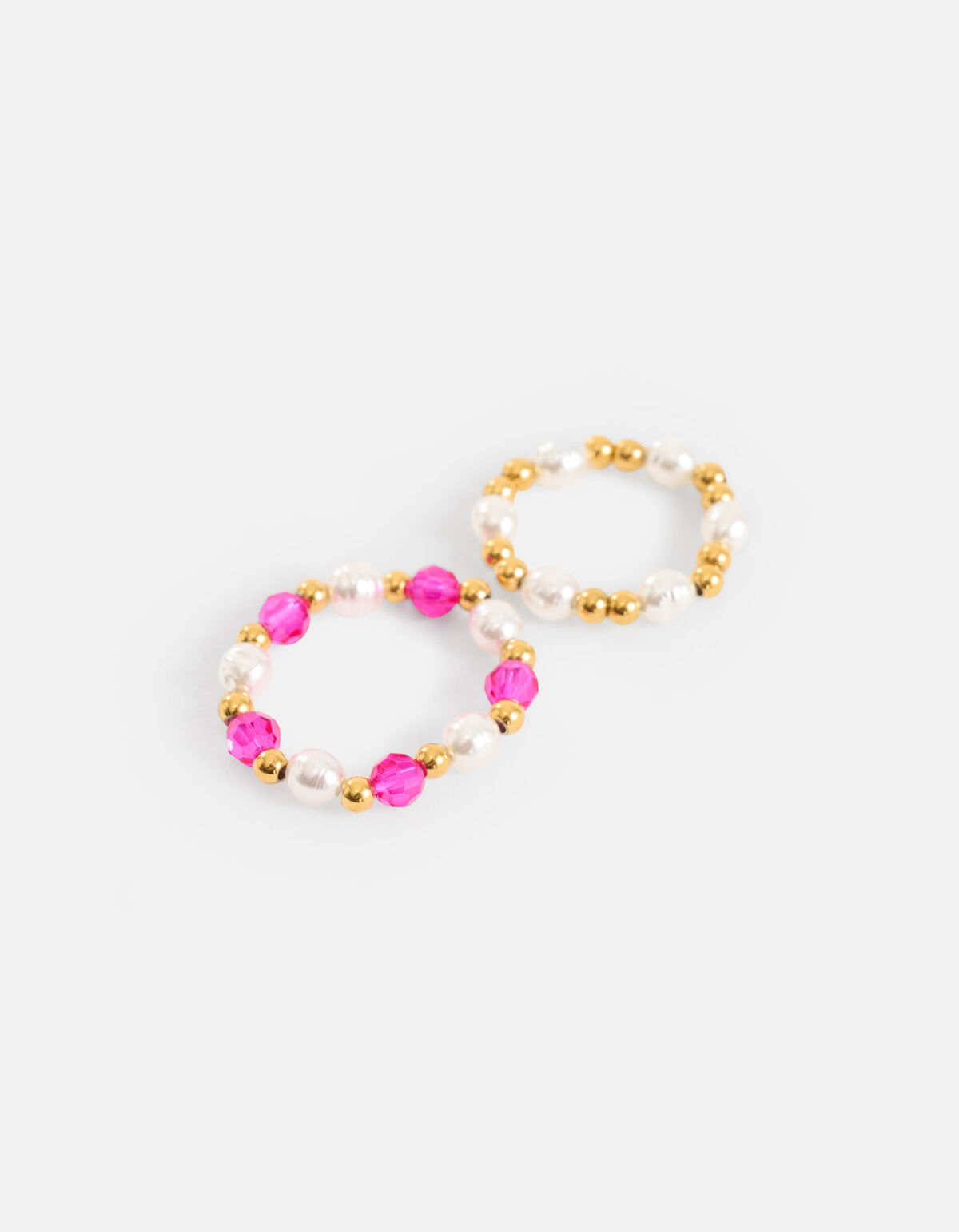 Beaded Parel Ring Set Roze SHOEBY ACCESSOIRES